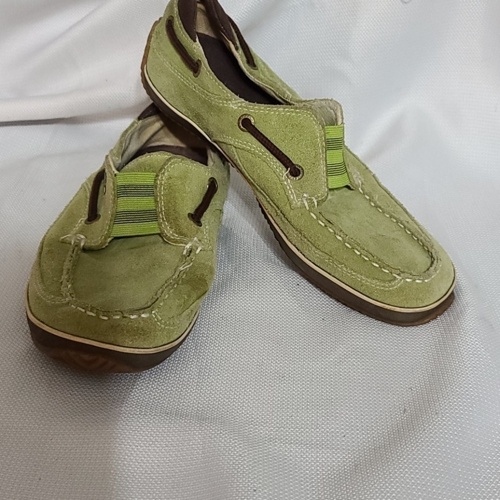 Margaritaville Women's Leather Loafers Slip-on Shoes Limey Green Sz 6 GUC READ